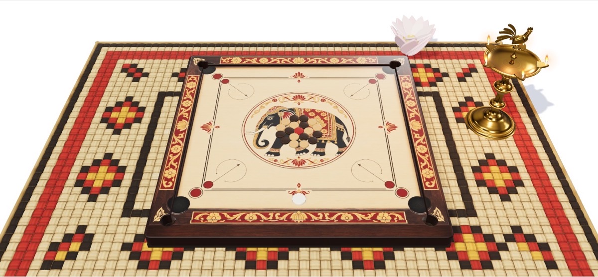 Carrom in the carved Gaja mangalya finish