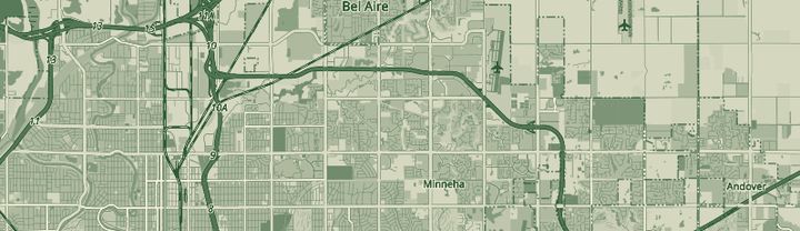 Street map of north-east Wichita out to Andover with the three nearest pickup sites pinned