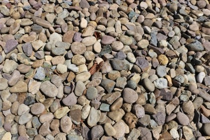 Bed of smooth river rock
